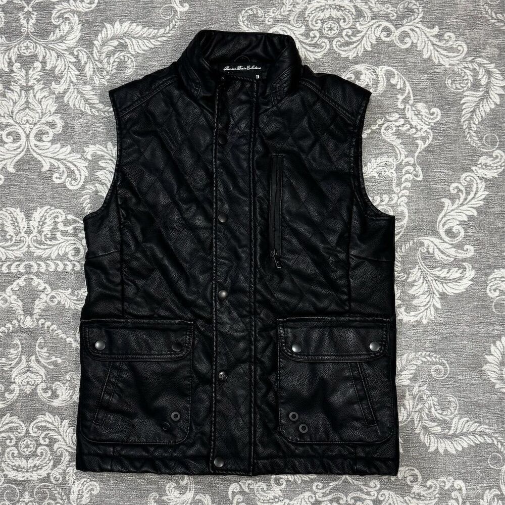 Fried Denim Women's Quilted Faux Leather Vest Black Size S Casual